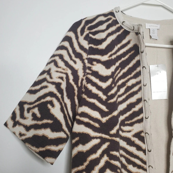 Chico's Sassy Animal Sandra Open Front Cardigan Sweater Size 0 Small US … - Picture 7 of 10